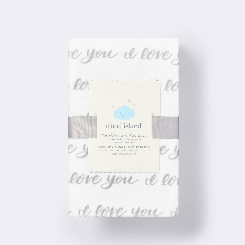 Plush Changing Pad Cover I Love You Script - Gray/White - Cloud Island&#8482;, 4 of 5