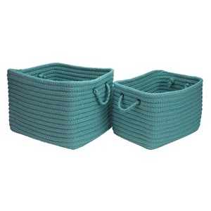 Colonial Mills Modern Farmhouse Braided Mudroom Basket, 12"x10"x8", Aqua - 1 of 1