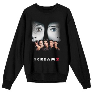 Scream 1-3 Scream 2 Movie Poster Crew Neck Long Sleeve Black Adult Sweatshirt - 1 of 3