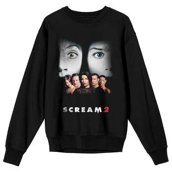 Scream 1-3 Scream 2 Movie Poster Crew Neck Long Sleeve Black Adult Sweatshirt