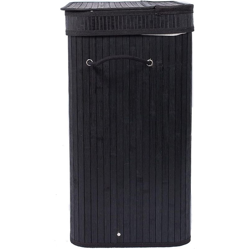 BirdRock Home Bamboo Double Laundry Hamper with Lid and Cloth Liner - Black, 5 of 6