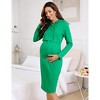 Clearlove Women’s Long Sleeve Kangaroo Pocket Knee-Length Maternity Hoodie Dress Nursing Friendly Casual Sweatshirt Dress - 3 of 4