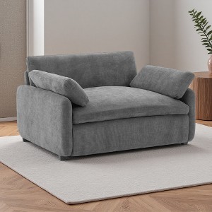 50" Oversized Chenille Single Sofa Chair with Deep Seat and 2 Throw Pillows - 1 of 4