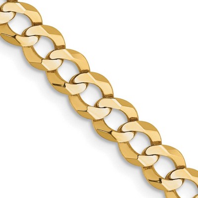 Black Bow Jewelry 4.75mm 14K Yellow Gold Solid Lightweight Flat Curb Chain Bracelet