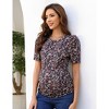 Women's Maternity Shirts Pregnancy Casual Floral Printed Tops Puff Short Sleeve Striped Ruched Side Tunic Top - 4 of 4