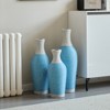 Aukfa Set of 3 White and Blue Decorative Floor Vases with Metal Stands - Tall PVC Vases with Artificial Vine Texture - 3 of 4