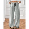 Women Elastic Waist Pants Casual Straight Leg Loose Color Block Pants with Pockets - 3 of 4