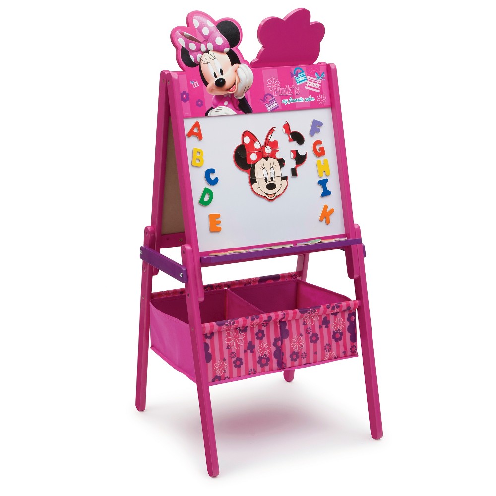 Delta Children Disney Wooden Double Sided Easel With Storage, Disney Minnie Mouse