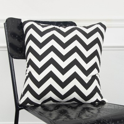 Black and White Chevron Cotton Square Pillow