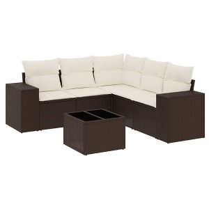 vidaXL Garden Sofa Set Brown PE rattan Medium Modular Garden Sofa Set - 1 of 4