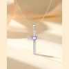 Molenia Birthstone Cross Necklace for Women, 925 Sterling Silver Heart Cross Pendant Necklace Fine Cross Jewelry Birthday Gifts for Her 18"+2" Inches - 3 of 4