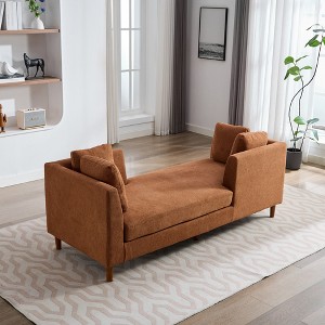 GDFStudio Carter Modern Chenille Upholstered Double-Sided 77.95'' Chaise Lounge with Rubberwood Legs and Throw Pillows - 1 of 4