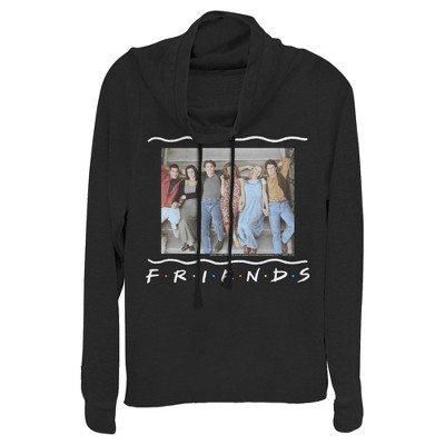 Juniors Womens Friends Stair Group Pose Cowl Neck Sweatshirt
