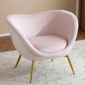 Velvet Modern Armchair Accent Chair with Gold Metal Legs for Living Room and Bedroom - 1 of 4