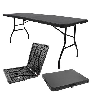 SUGIFT 6 ft Rectangular Black Plastic Folding Table - 1 of 4