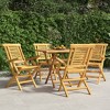 vidaXL Set of Folding Patio Chairs - Scandinavian Style - Solid Teak Wood - 22"x24.8"x35.4" - Brown Outdoor Seating for Garden, Deck or Patio - 2 of 4