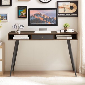 Writing Desk Mid-Century with USB Ports and Drawer for Home Office 47in Wide-3irtyhousy - 1 of 4