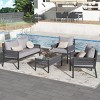 4 Piece Boho Rope Patio Sofa Set,Outdoor Patio Furniture Conversation Set with Coffee Table and Cushions,Rope Outdoor Garden Sofa Set-Coolbibila - 3 of 4