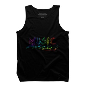 Men's Design By Humans Rainbow Yoga Music Notes By AleksandrYacenko Tank Top - 1 of 2