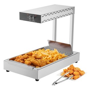 French Fry Food Warmer, 750W Stainless Steel Countertop Heating Lamp Station, 104–122°F for Restaurants & Buffets - 1 of 4