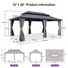 PURPLE LEAF Permanent Hardtop Gazebo Aluminum Frame Gazebo with Galvanized Steel Double Roof, UV-Resistant, Netting & Curtains included - Grey - 3 of 4