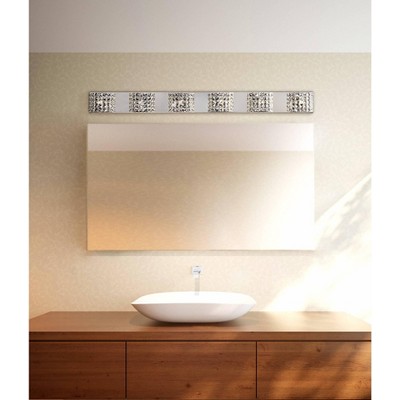 Vienna Chrome 55" 6-Light Wall Fixture with Crystal Shades