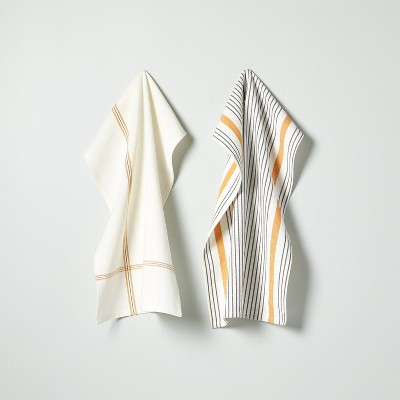 2pk Multi Stripe Kitchen Towel Set Gold/Gray/Cream - Hearth & Hand™ with Magnolia