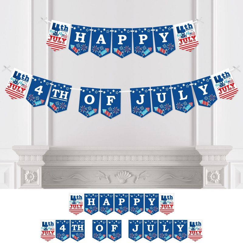 Big Dot of Happiness Firecracker 4th of July - Red, White and Royal Blue Party Bunting Banner - Party Decorations - Happy 4th of July, 1 of 5