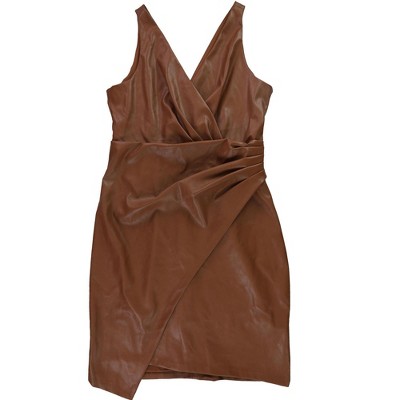 GUESS Womens Faux Leather Sheath Dress