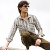 Campus Sutra Men Men's Bone Beige & Cloud Grey Multitrack Striped Oversized Shirt - 2 of 4