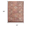 4' X 6'  and Pink Oriental Power Loom Area Rug - 3 of 4