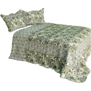 Slickblue 3PC Cotton Quilt Set, Full/Queen Size, Reversible, Vermicelli-Quilted, 7 Unique Designs - 1 of 4