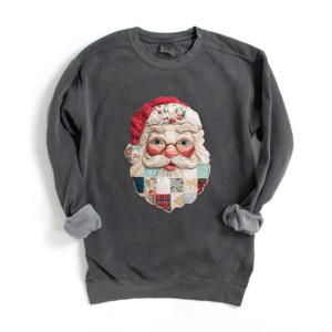 Santa Face Patchwork Print - Women's Garment Dyed Sweatshirt - 1 of 4