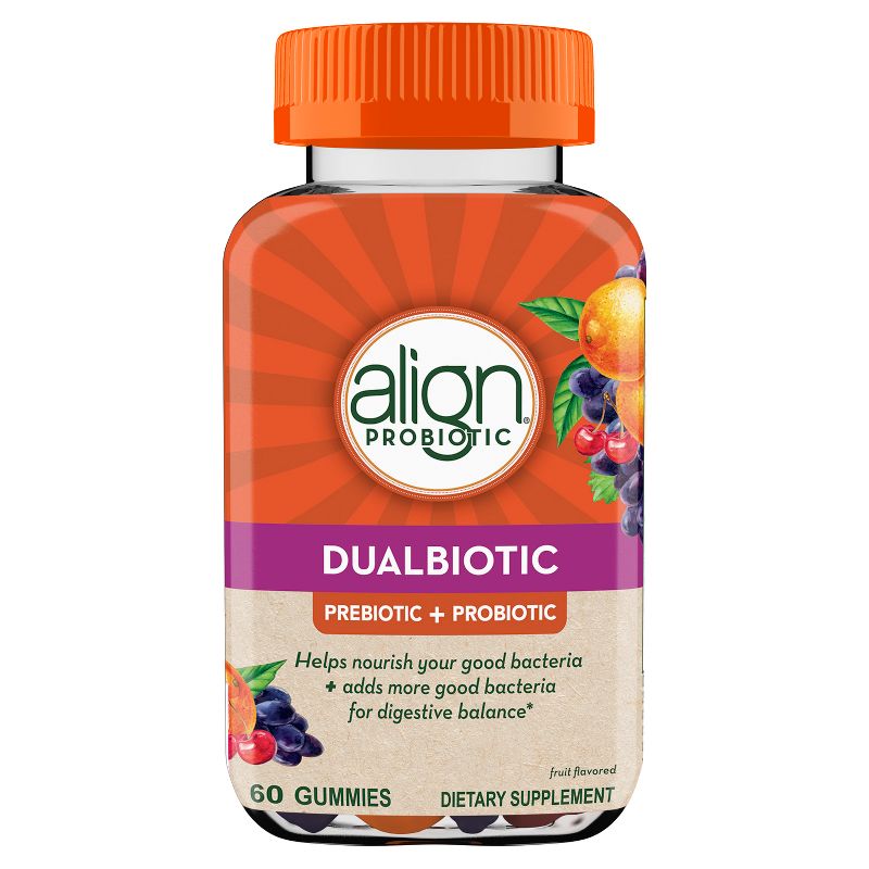 Align DualBiotic Prebiotic &#38; Probiotic Daily Supplement Gummies - Natural Fruit  - 60ct, 3 of 15
