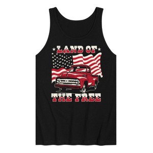 Men's - Instant Message - Land Of The Free Truck And Flag Graphic Tank Top - 1 of 4