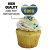 South Dakota State University Stripes Heart Love Cupcake Picks Toppers Decoration Set of 6 - 3 of 4