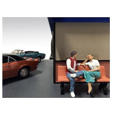 Sitting Couple Adam and Kristan 2 piece Figurine Set for 1/24 Scale Models by American Diorama