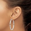Black Bow Jewelry 3mm, Satin Polished D/C Sterling Silver Hoops - 40mm (1 1/2 Inch) - 3 of 4