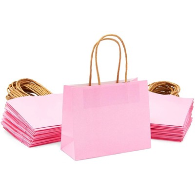 Sparkle and Bash 50 Pack Mini Pink Gift Bags with Handles (6 x 5 x 2.5 In)