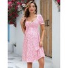 Coolmee Women Summer Maternity Mini Dress Sweetheart Neck Puff Sleeve Ruffle Baby Shower/Photoshoot Short Dress - 3 of 4