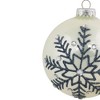 Northlight Glittered Snowflake Shiny Christmas Glass Ball Ornaments - 4" - White - Set of 2 - 3 of 4