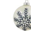 Northlight Set of 2 Shiny Pearl White Glittered Snowflake Glass Christmas Ball Ornaments 4" - image 3 of 4