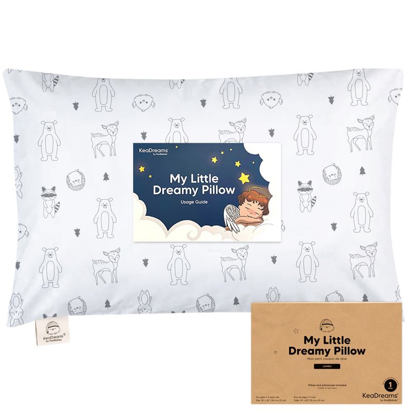 KeaBabies Jumbo Toddler Pillow with Pillowcase, 14X20 Soft Organic Toddler Pillows for Sleeping, Kids Travel Pillow, 1 of 11