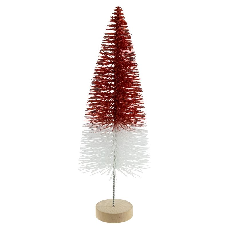 Northlight 12" Glittered Red and White Sisal Tabletop Christmas Tree, 1 of 8