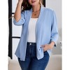 Womens Plus Size Cardigan Casual 3/4 Sleeve Waffle Knit Duster Open Front Tops - 4 of 4