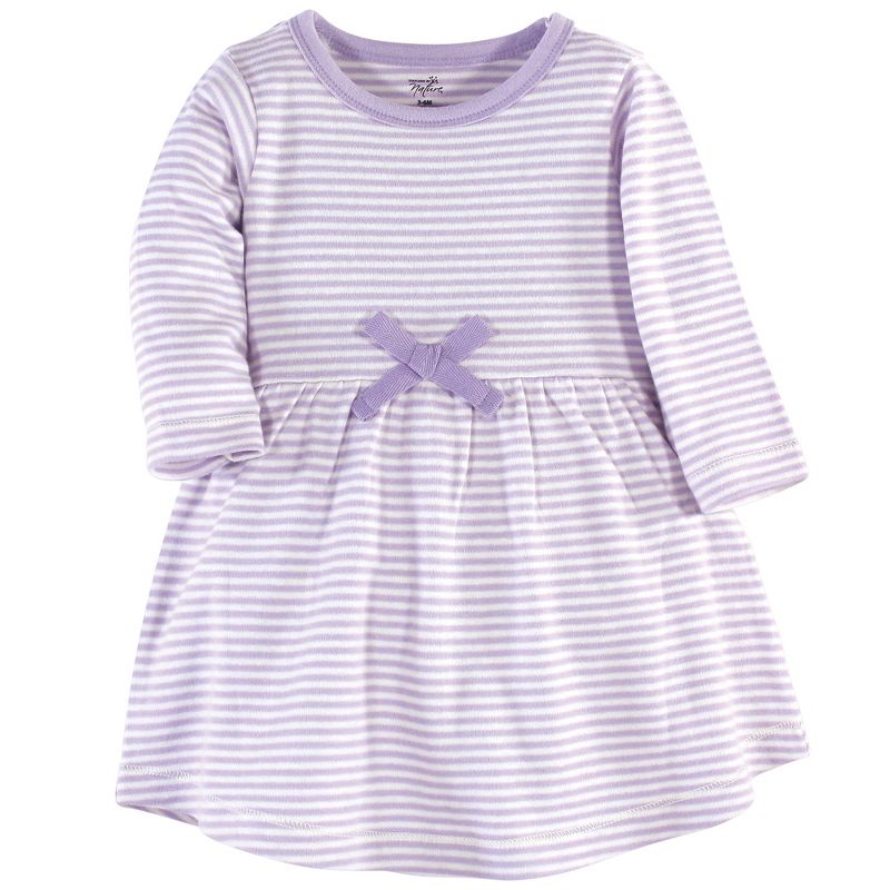Touched by Nature Baby and Toddler Girl Organic Cotton Long-Sleeve Dresses 2pk, Purple Garden, 3 of 5