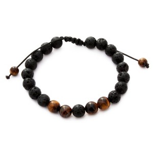 Plantlife Aromatherapy Bracelet - Adjustable Polished Tigers Eye & Lava Rock, Natural Stone Jewelry for Essential Oil Diffusion & Wellness - 1 of 1
