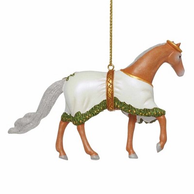 Spirit of Christmas Past White and Gold Resin Horse Ornament