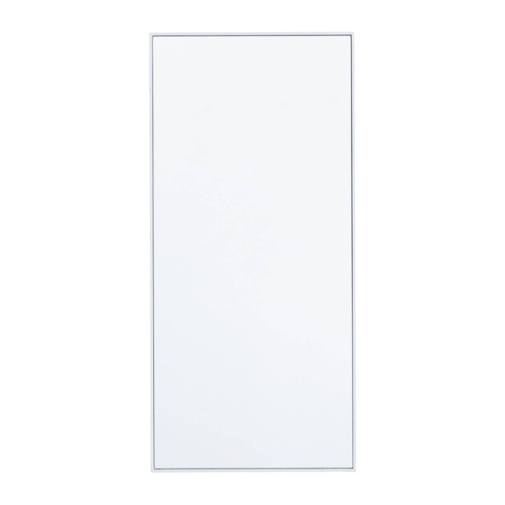 Photos - Wall Mirror Wood Wall Rectangle  with Thin Frame White - Olivia & May