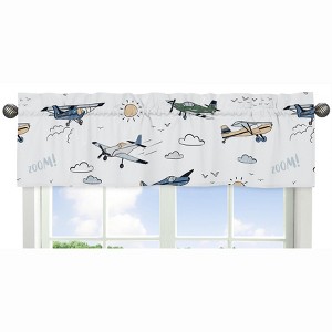 Sweet Jojo Designs Boy Window Valance Treatment 54in. Vintage Airplane Green Blue and Yellow - 1 of 4